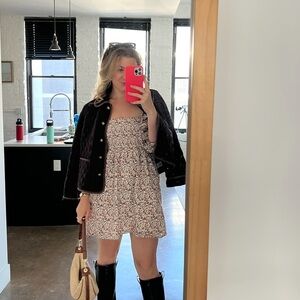 Chic Floral Square Neck Mini Dress